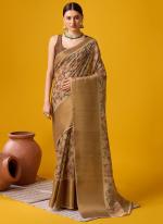 Cotton Light Brown Festival Wear Floral Print Saree